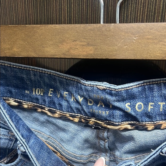 White House Black Market Blue Skinny Jeans with Artistic Embroidery - Picture 2 of 2